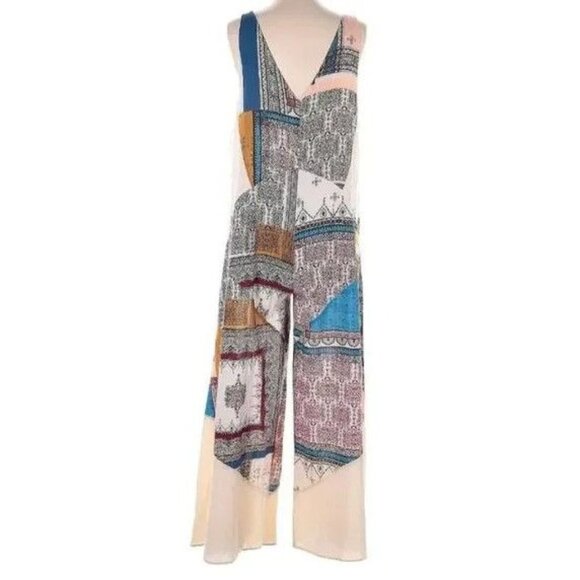 Free People Womens All Patched Up Jumpsuit XS Beige/Multi 100% Cotton Sleeveless - Picture 6 of 16